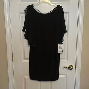 Beautiful size M black dress flattering black slimming cross back rhinestone